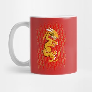 Golden Dragon on Red Mug